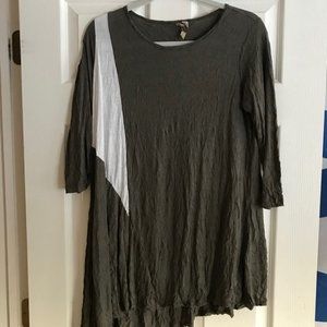 Artsy Olive Green and Ivory Crushed Fabric Top